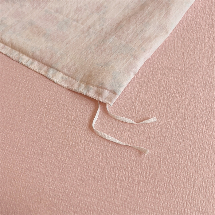 91家纺网 家纺一手货源 找家纺 壹号库家纺 2026新款云感木棉皱皱纱双层纱四件套-全棉花边款 梦露