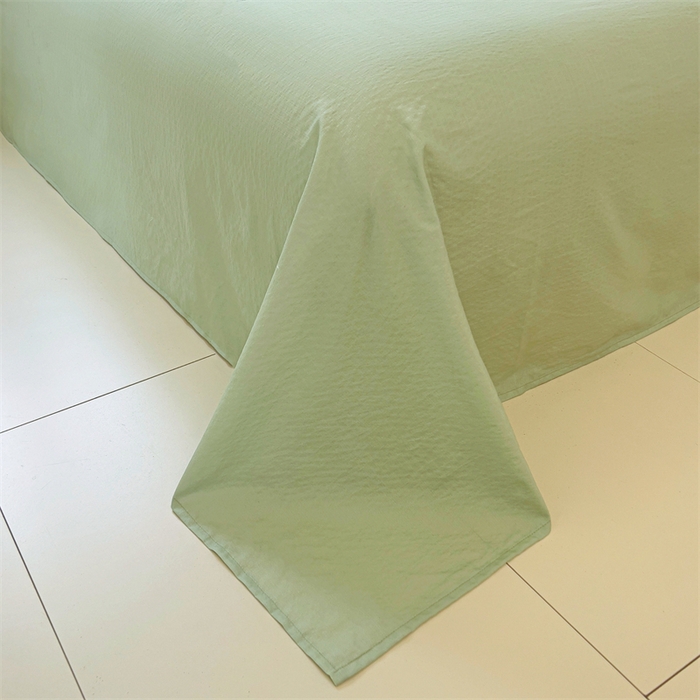 91家纺网 家纺一手货源 找家纺 壹号库家纺 2026新款云感木棉皱皱纱双层纱四件套-全棉花边款 木兮绿