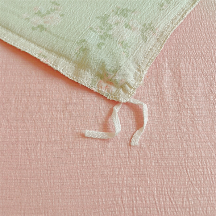 91家纺网 家纺一手货源 找家纺 壹号库家纺 2026新款云感木棉皱皱纱双层纱四件套-全棉花边款 甜茶