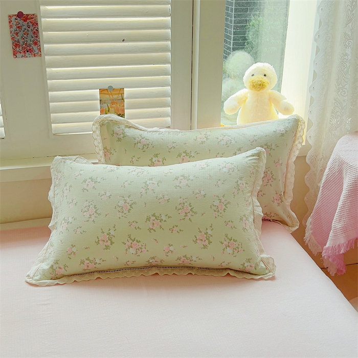 91家纺网 家纺一手货源 找家纺 壹号库家纺 2026新款云感木棉皱皱纱双层纱四件套-全棉花边款 甜茶