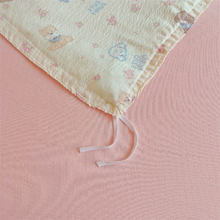 91家纺网 家纺一手货源 找家纺 壹号库家纺 2026新款云感木棉皱皱纱双层纱四件套-全棉花边款 西高地