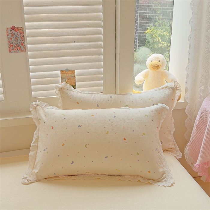 91家纺网 家纺一手货源 找家纺 壹号库家纺 2026新款云感木棉皱皱纱双层纱四件套-全棉花边款 芝士奶酪