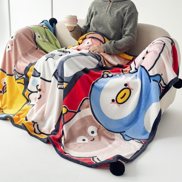 91家纺网 家纺一手货源 找家纺 潮邦创意家居 2026新款星眠绒单层双面球毯-BubbleTots巴波布布独家授权-第一批 控价：100*150cm不得低于69元 150*200cm不得低于89元 巴波萌团