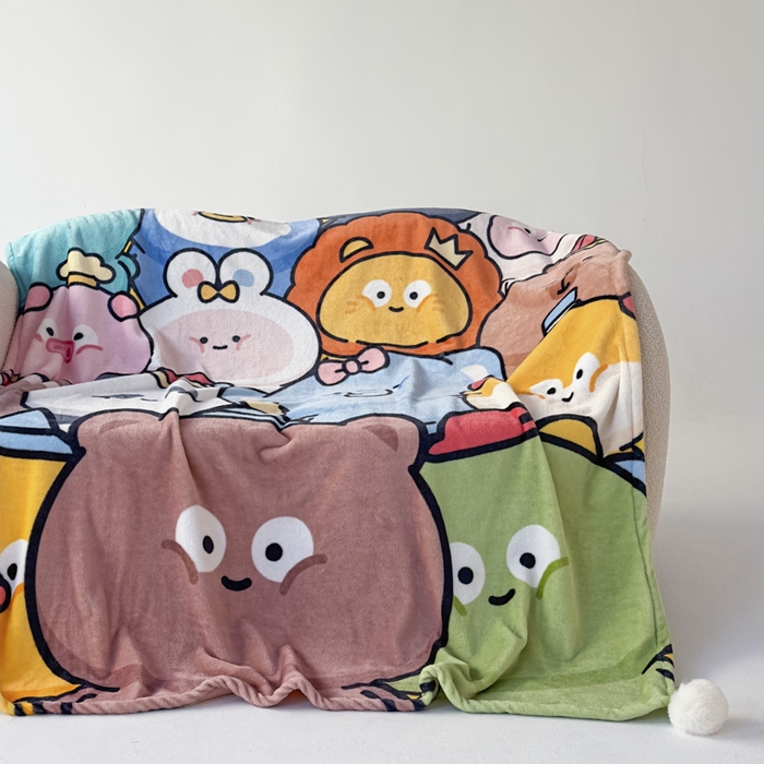 91家纺网 家纺一手货源 找家纺 潮邦创意家居 2026新款星眠绒单层双面球毯-BubbleTots巴波布布独家授权-第一批 控价：100*150cm不得低于69元 150*200cm不得低于89元 巴波众萌