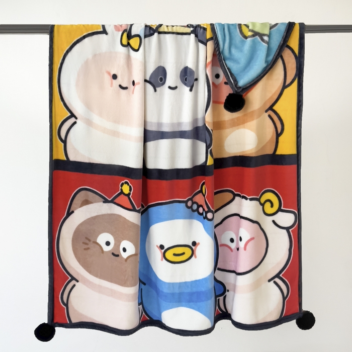 91家纺网 家纺一手货源 找家纺 潮邦创意家居 2026新款星眠绒单层双面球毯-BubbleTots巴波布布独家授权-第一批 控价：100*150cm不得低于69元 150*200cm不得低于89元 巴波萌团