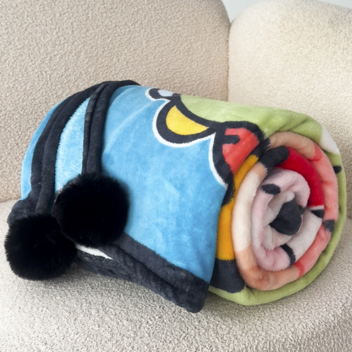 91家纺网 家纺一手货源 找家纺 潮邦创意家居 2026新款星眠绒单层双面球毯-BubbleTots巴波布布独家授权-第一批 控价：100*150cm不得低于69元 150*200cm不得低于89元 巴波萌团