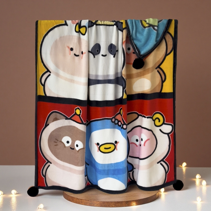 91家纺网 家纺一手货源 找家纺 潮邦创意家居 2026新款星眠绒单层双面球毯-BubbleTots巴波布布独家授权-第一批 控价：100*150cm不得低于69元 150*200cm不得低于89元 巴波萌团