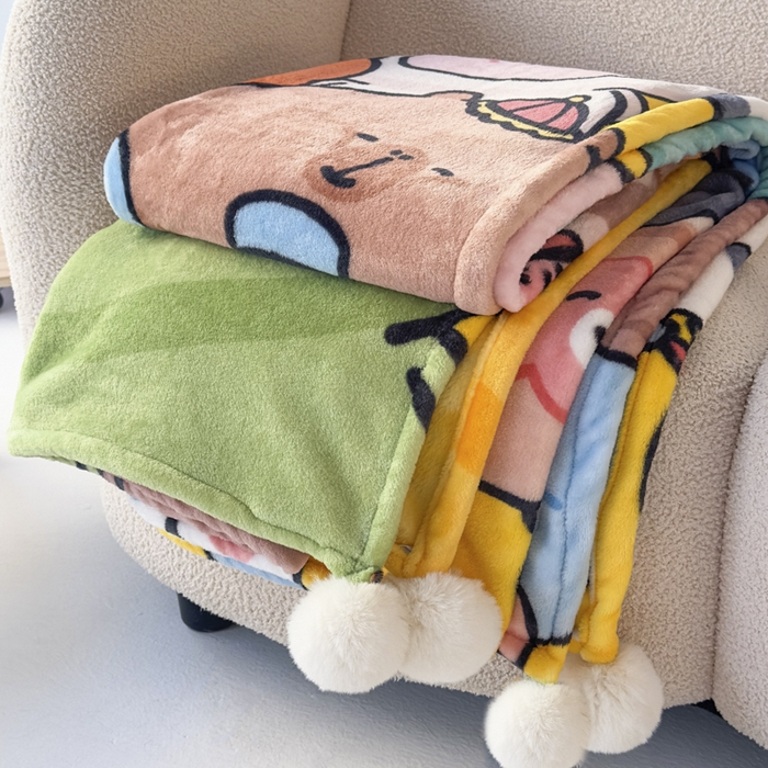 91家纺网 家纺一手货源 找家纺 潮邦创意家居 2026新款星眠绒单层双面球毯-BubbleTots巴波布布独家授权-第一批 控价：100*150cm不得低于69元 150*200cm不得低于89元 巴波众萌