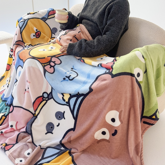 91家纺网 家纺一手货源 找家纺 潮邦创意家居 2026新款星眠绒单层双面球毯-BubbleTots巴波布布独家授权-第一批 控价：100*150cm不得低于69元 150*200cm不得低于89元 巴波众萌