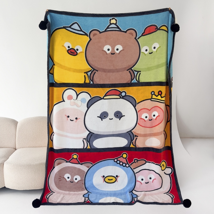 潮邦创意家居 2026新款星眠绒单层双面球毯-BubbleTots巴波布布独家授权-第一批 控价：100*150cm不得低于69元 150*200cm不得低于89元 巴波萌团