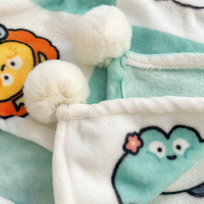 91家纺网 家纺一手货源 找家纺 潮邦创意家居 2026新款星眠绒单层双面球毯-BubbleTots巴波布布独家授权-第一批 控价：100*150cm不得低于69元 150*200cm不得低于89元 巴波桃桃