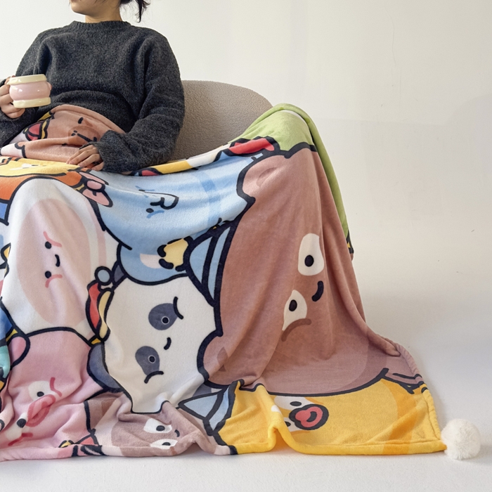 91家纺网 家纺一手货源 找家纺 潮邦创意家居 2026新款星眠绒单层双面球毯-BubbleTots巴波布布独家授权-第一批 控价：100*150cm不得低于69元 150*200cm不得低于89元 巴波众萌