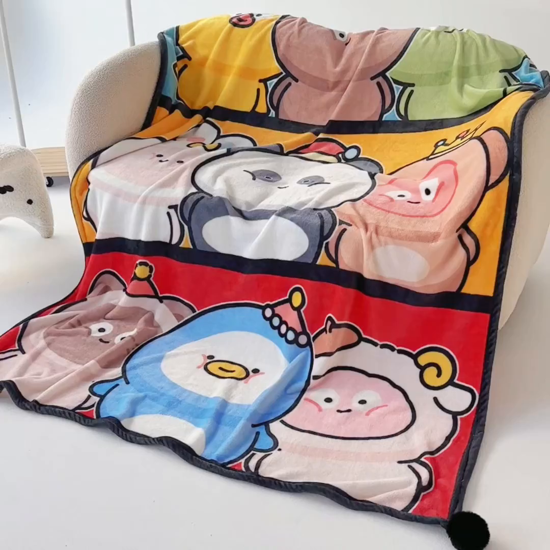 91家纺网 家纺一手货源 找家纺 潮邦创意家居 2026新款星眠绒单层双面球毯-BubbleTots巴波布布独家授权-第一批 控价：100*150cm不得低于69元 150*200cm不得低于89元 巴波萌团