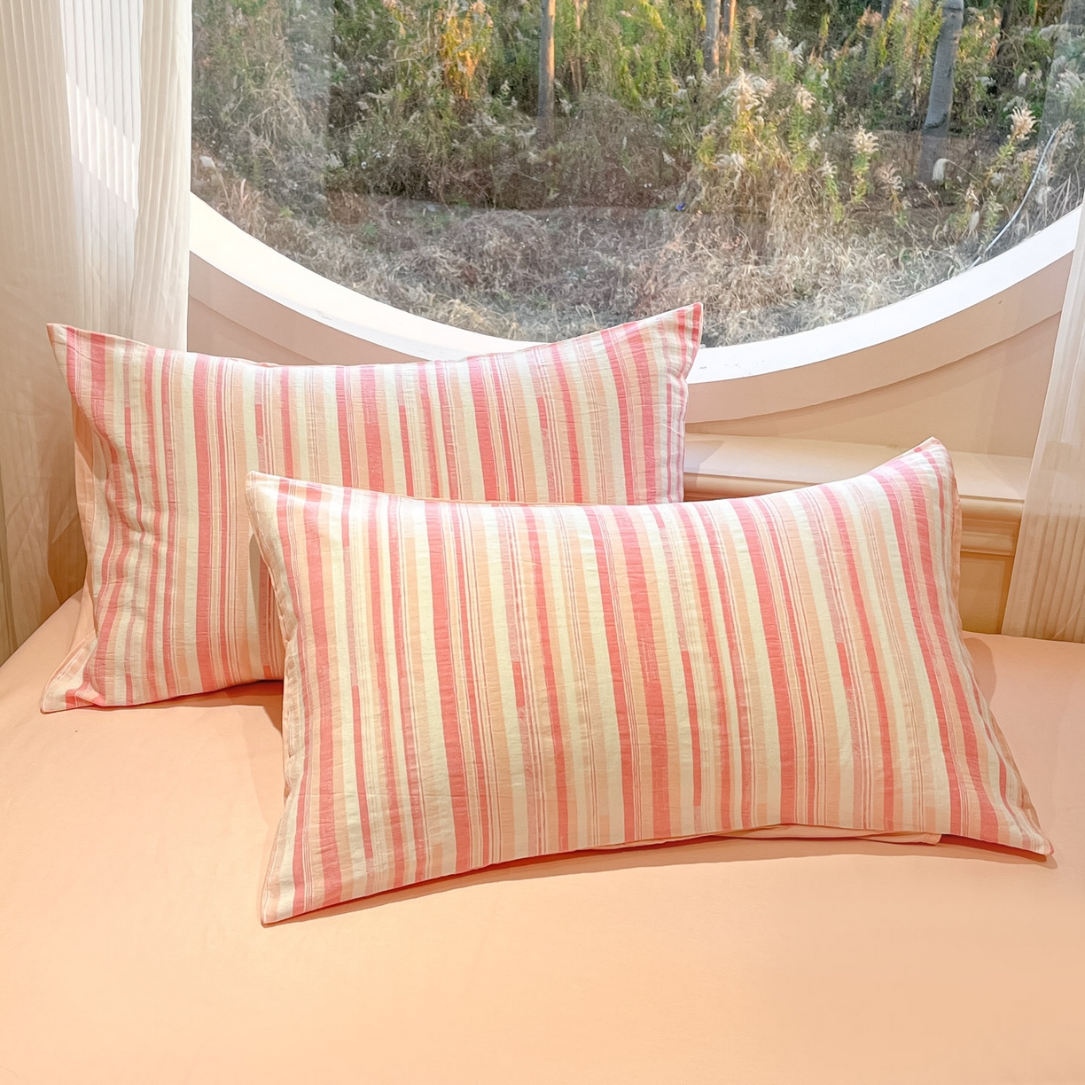 91家纺网 家纺一手货源 找家纺 莱茵家居 2026新款A类全棉纯棉色织大提花四件套-恒星系列 恒星-粉