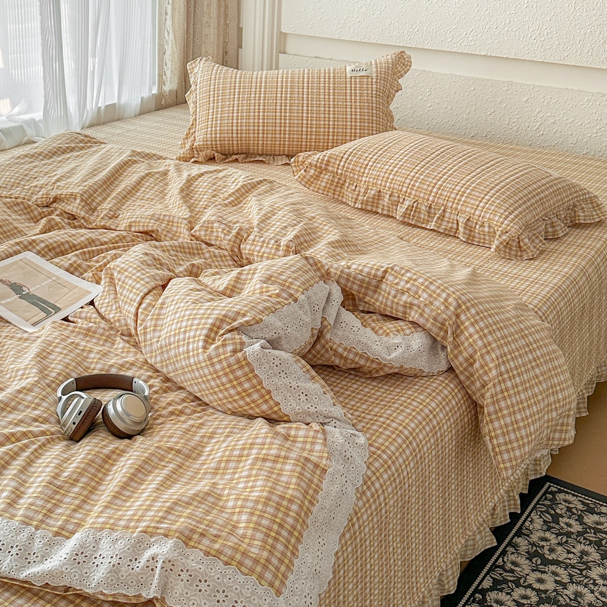 91家纺网 家纺一手货源 找家纺 （总）暖居 2026新款全棉纯棉色织榻榻米三件套四件套单件大炕盖支持定制