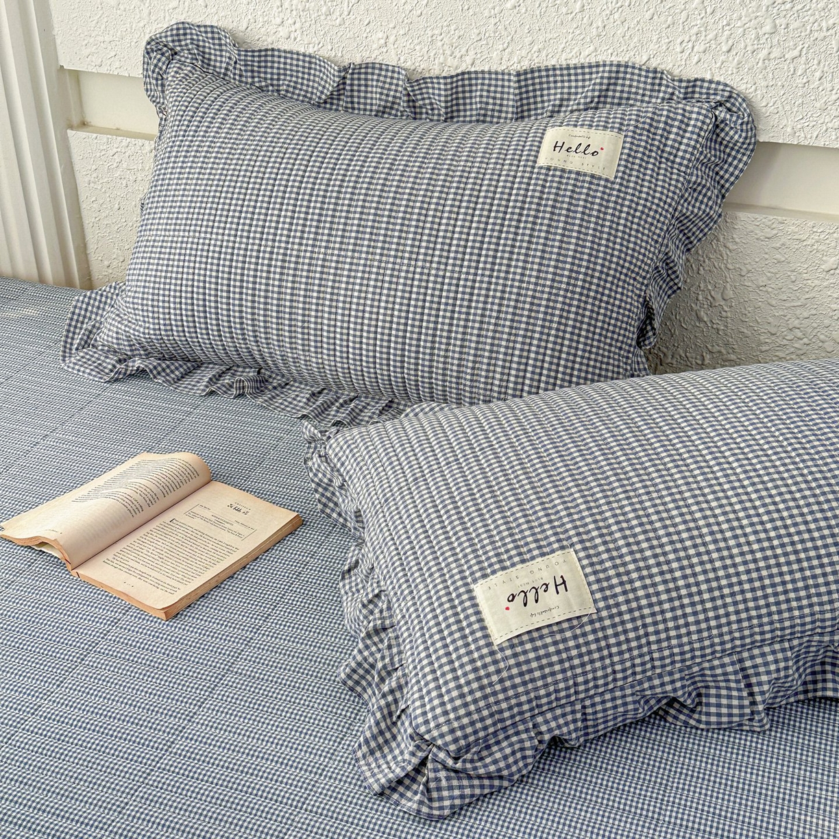 91家纺网 家纺一手货源 找家纺 暖居 2026新款全棉纯棉色织榻榻米三件套四件套单件大炕盖支持定制 蓝格子