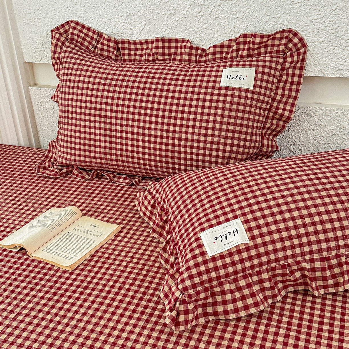 91家纺网 家纺一手货源 找家纺 暖居 2026新款全棉纯棉色织榻榻米三件套四件套单件大炕盖支持定制 经典红咖格