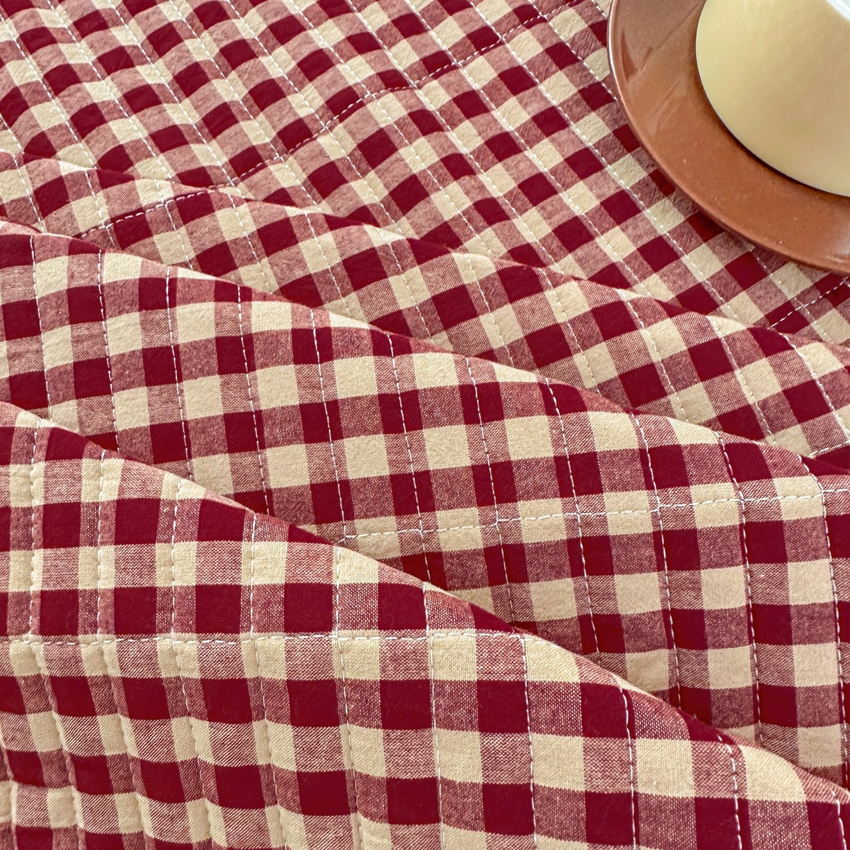 91家纺网 家纺一手货源 找家纺 暖居 2026新款全棉纯棉色织榻榻米三件套四件套单件大炕盖支持定制 经典红咖格