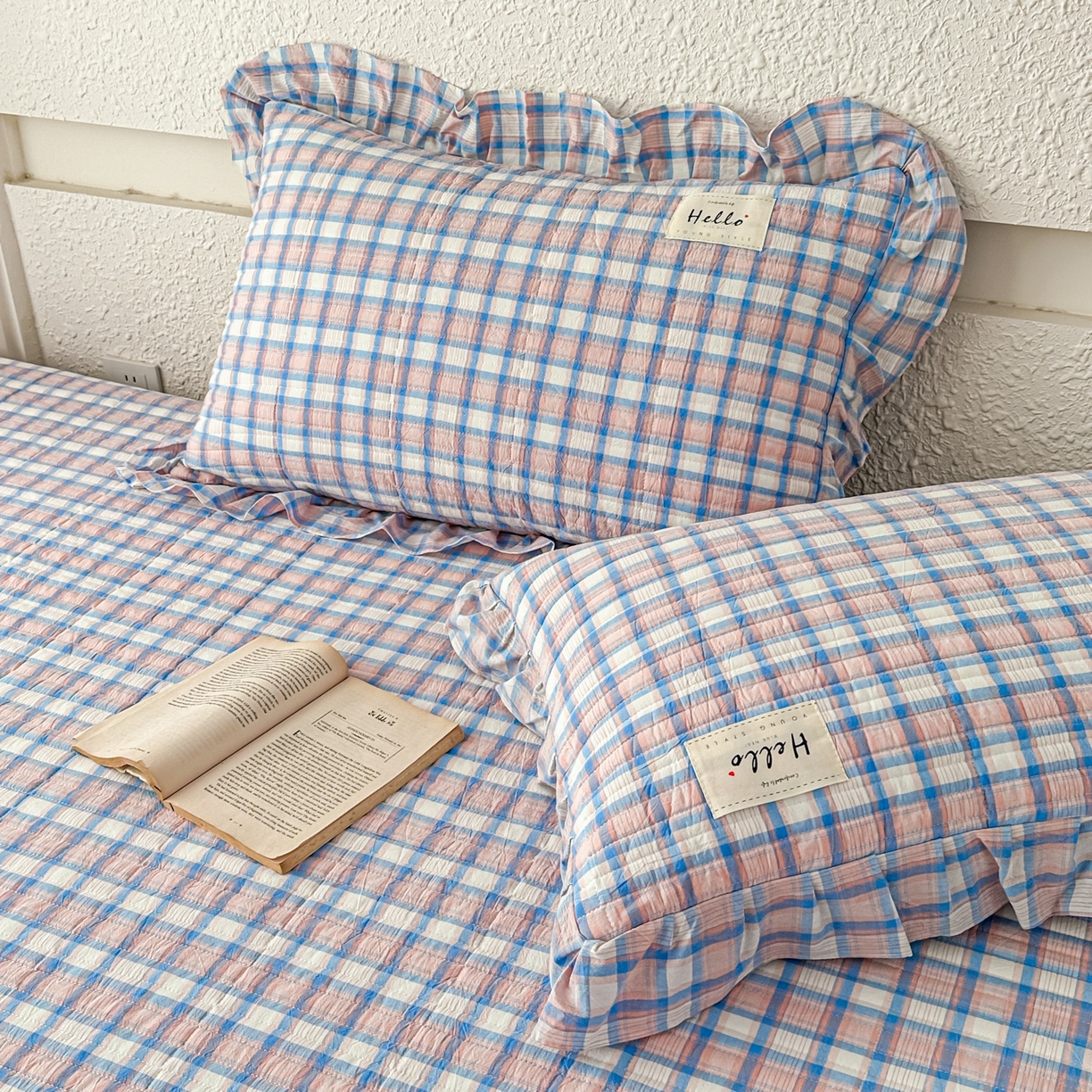 91家纺网 家纺一手货源 找家纺 暖居 2026新款全棉纯棉色织榻榻米三件套四件套单件大炕盖支持定制 紫色格子