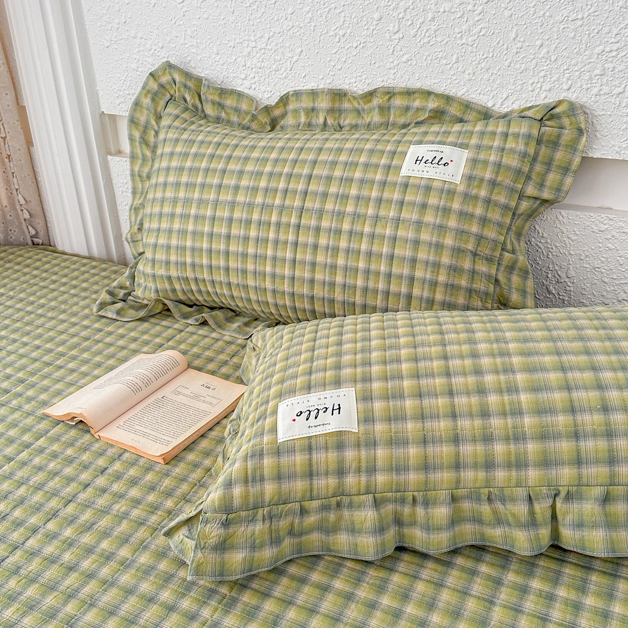 91家纺网 家纺一手货源 找家纺 暖居 2026新款全棉纯棉色织榻榻米三件套四件套单件大炕盖支持定制 抹茶绿