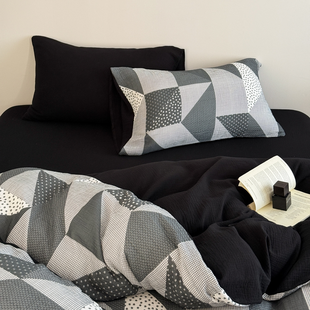 91家纺网 家纺一手货源 找家纺 山舍家居 2026新款全棉纯棉双层皱皱纱四件套 芷与芷安