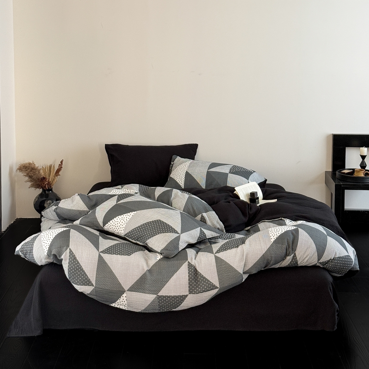 91家纺网 家纺一手货源 找家纺 山舍家居 2026新款全棉纯棉双层皱皱纱四件套 芷与芷安