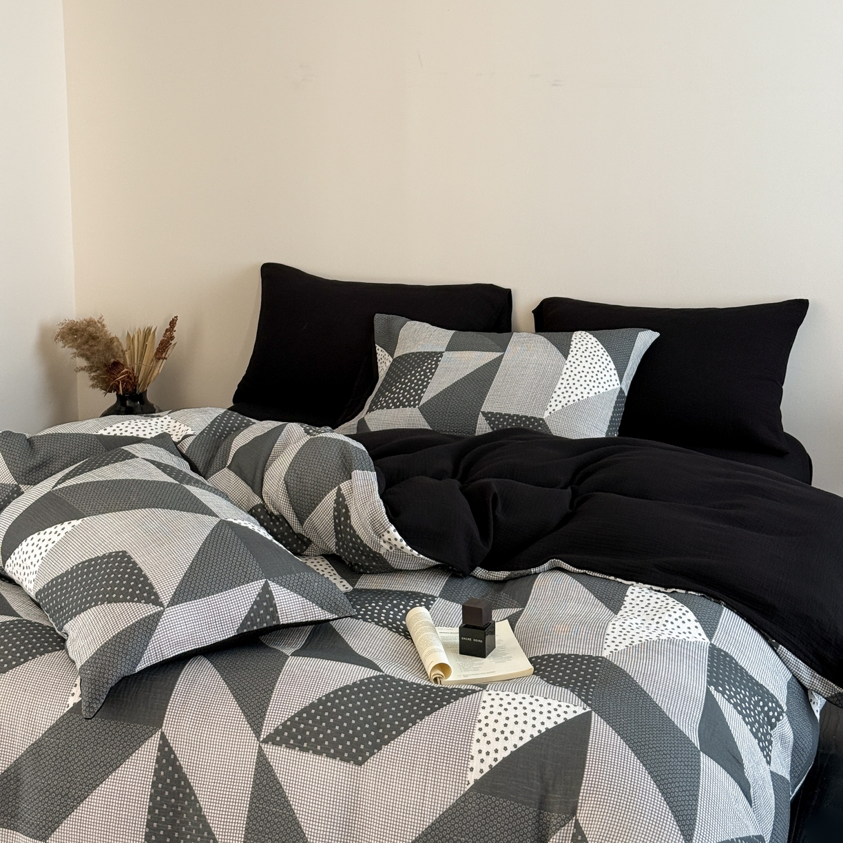 91家纺网 家纺一手货源 找家纺 山舍家居 2026新款全棉纯棉双层皱皱纱四件套 芷与芷安