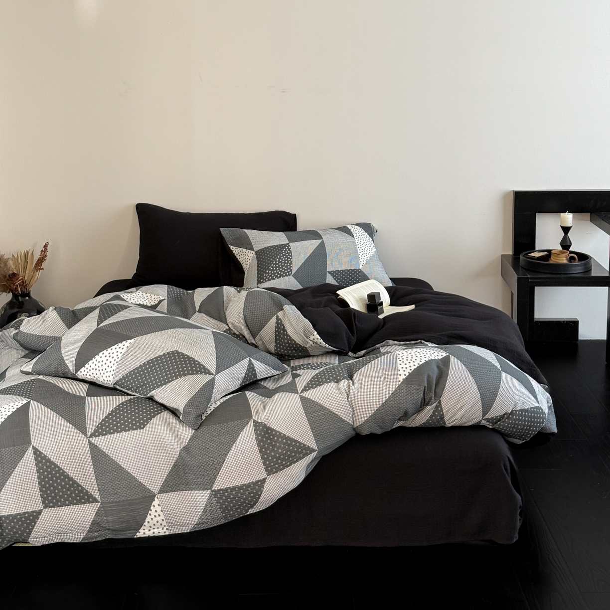 91家纺网 家纺一手货源 找家纺 山舍家居 2026新款全棉纯棉双层皱皱纱四件套 芷与芷安