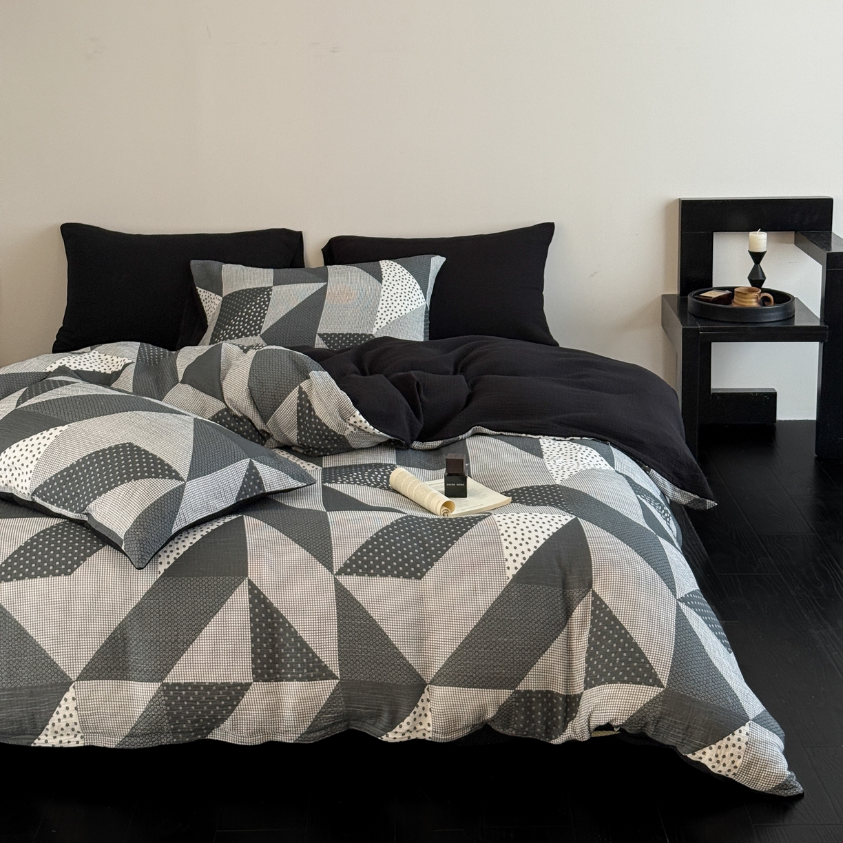 91家纺网 家纺一手货源 找家纺 山舍家居 2026新款全棉纯棉双层皱皱纱四件套 芷与芷安