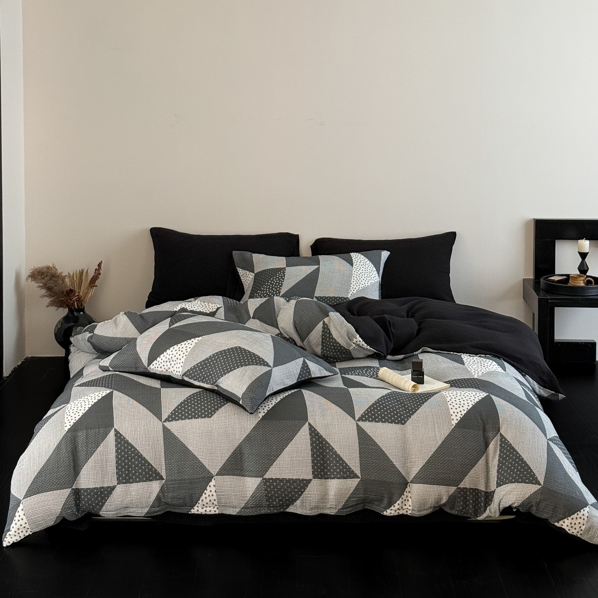 91家纺网 家纺一手货源 找家纺 山舍家居 2026新款全棉纯棉双层皱皱纱四件套 芷与芷安