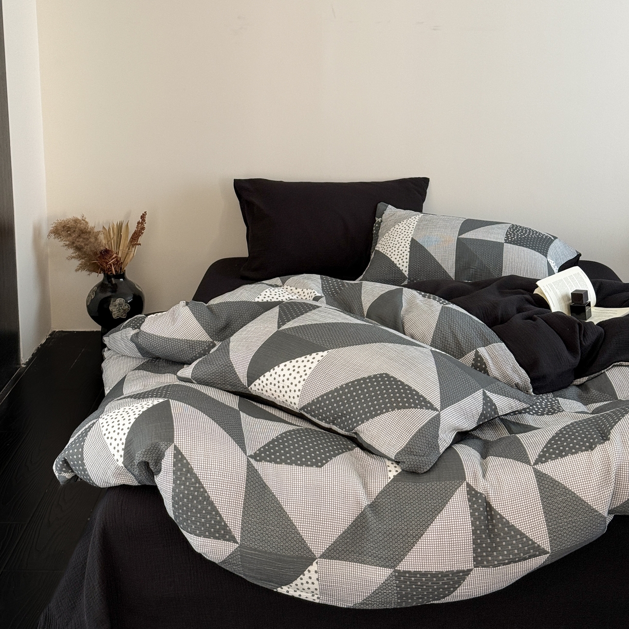 91家纺网 家纺一手货源 找家纺 山舍家居 2026新款全棉纯棉双层皱皱纱四件套 芷与芷安