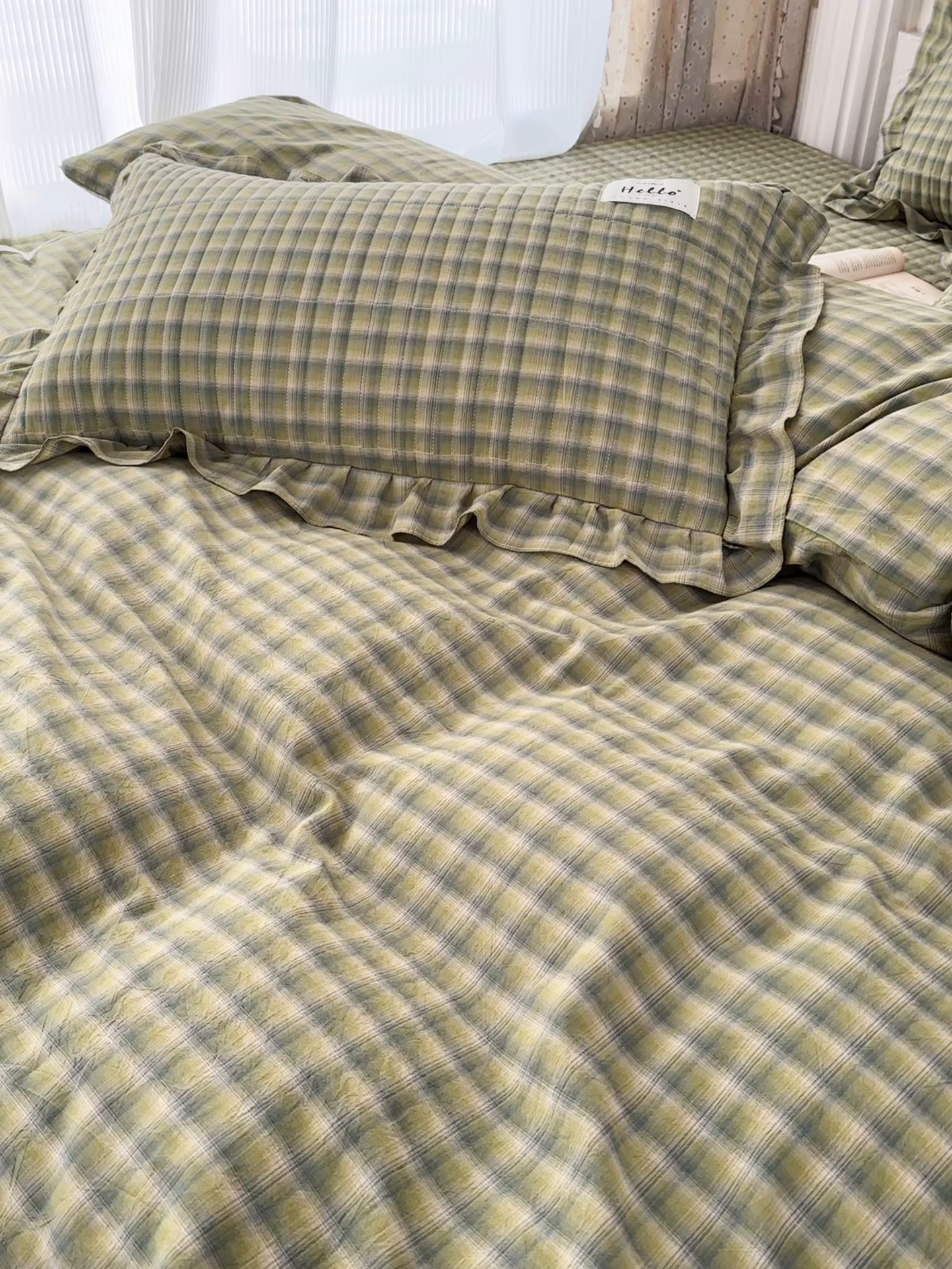 91家纺网 家纺一手货源 找家纺 暖居 2026新款全棉纯棉色织榻榻米三件套四件套单件大炕盖支持定制 抹茶绿