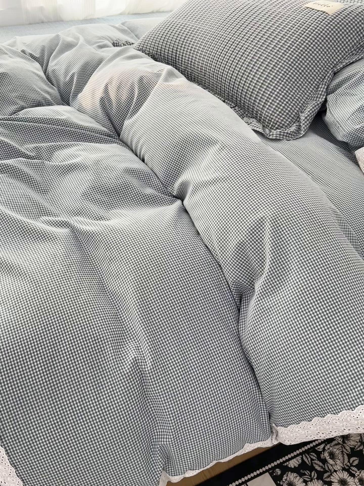 91家纺网 家纺一手货源 找家纺 暖居 2026新款全棉纯棉色织榻榻米三件套四件套单件大炕盖支持定制 蓝格子