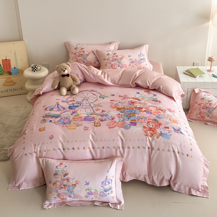 91家纺网 家纺一手货源 找家纺 （总）禾时 2026新款全棉数码手绘油画卡通四件套