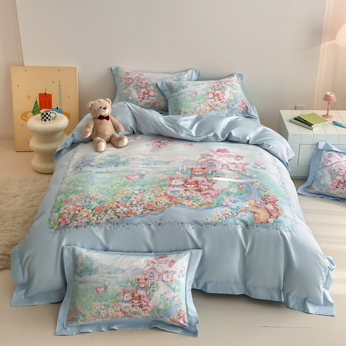 91家纺网 家纺一手货源 找家纺 （总）禾时 2026新款全棉数码手绘油画卡通四件套