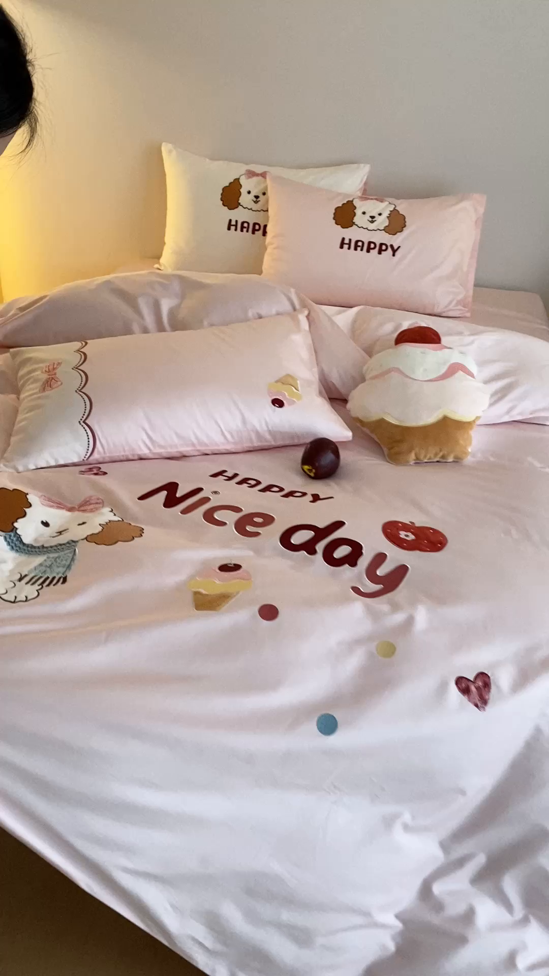 91家纺网 家纺一手货源 找家纺 极简 2026新款100s长绒棉纯棉刺绣四件套-奶油小狗 奶油小狗-粉