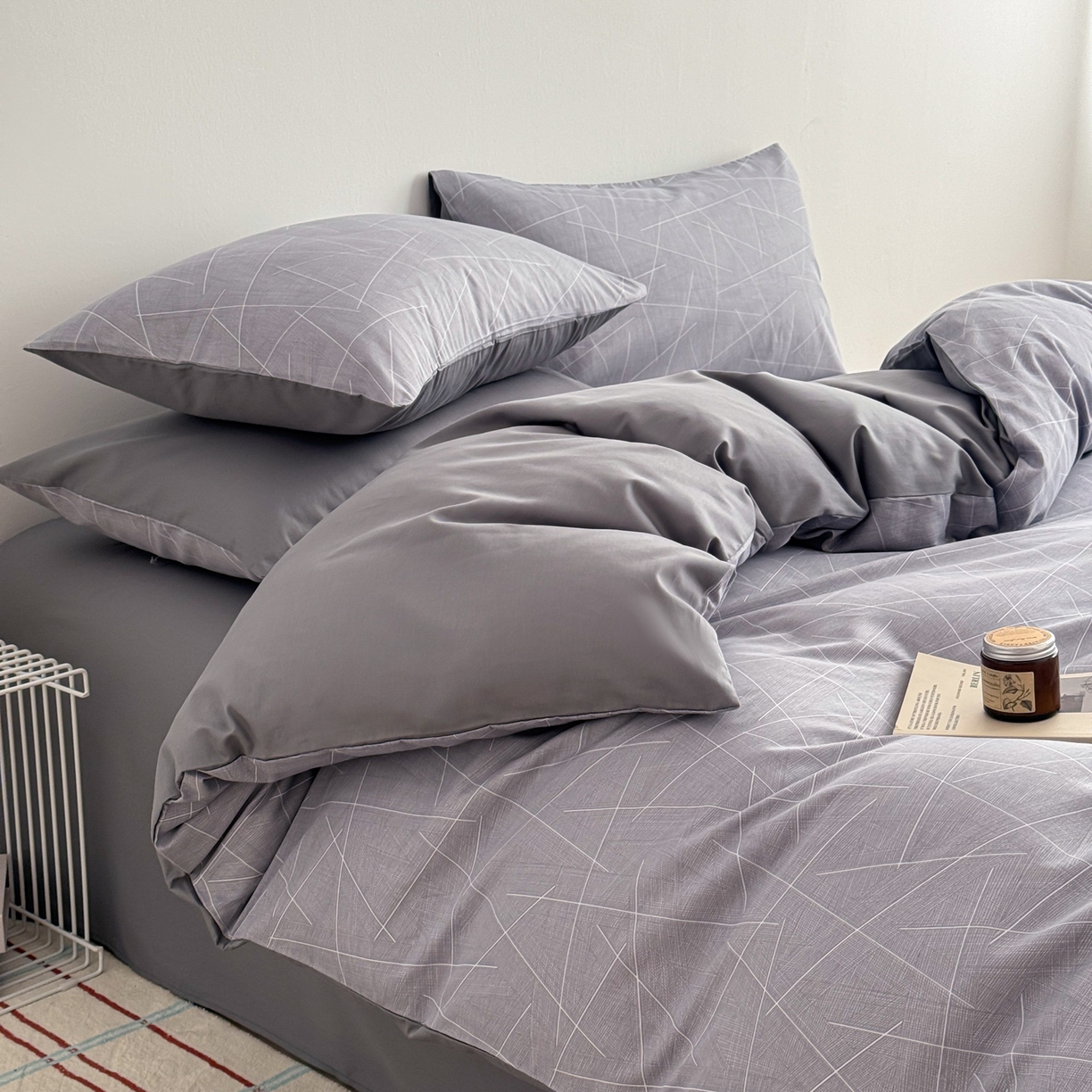 91家纺网 家纺一手货源 找家纺 简宜家居（朝初家纺） 2026新款12868全棉简约纯棉四件套 布莱德