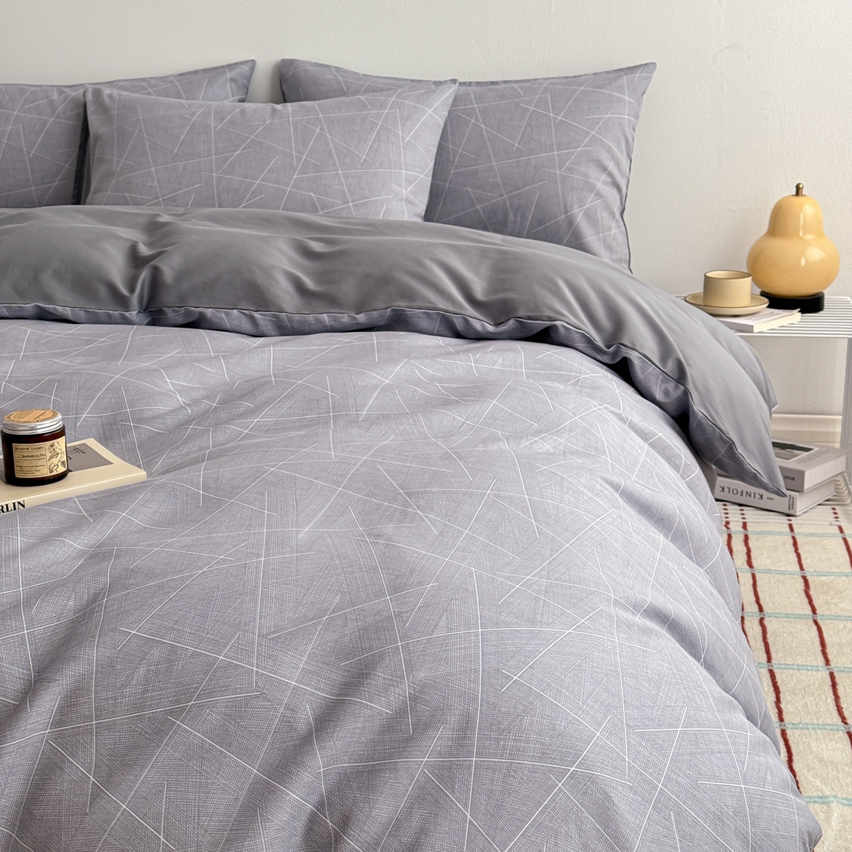 91家纺网 家纺一手货源 找家纺 简宜家居（朝初家纺） 2026新款12868全棉简约纯棉四件套 布莱德