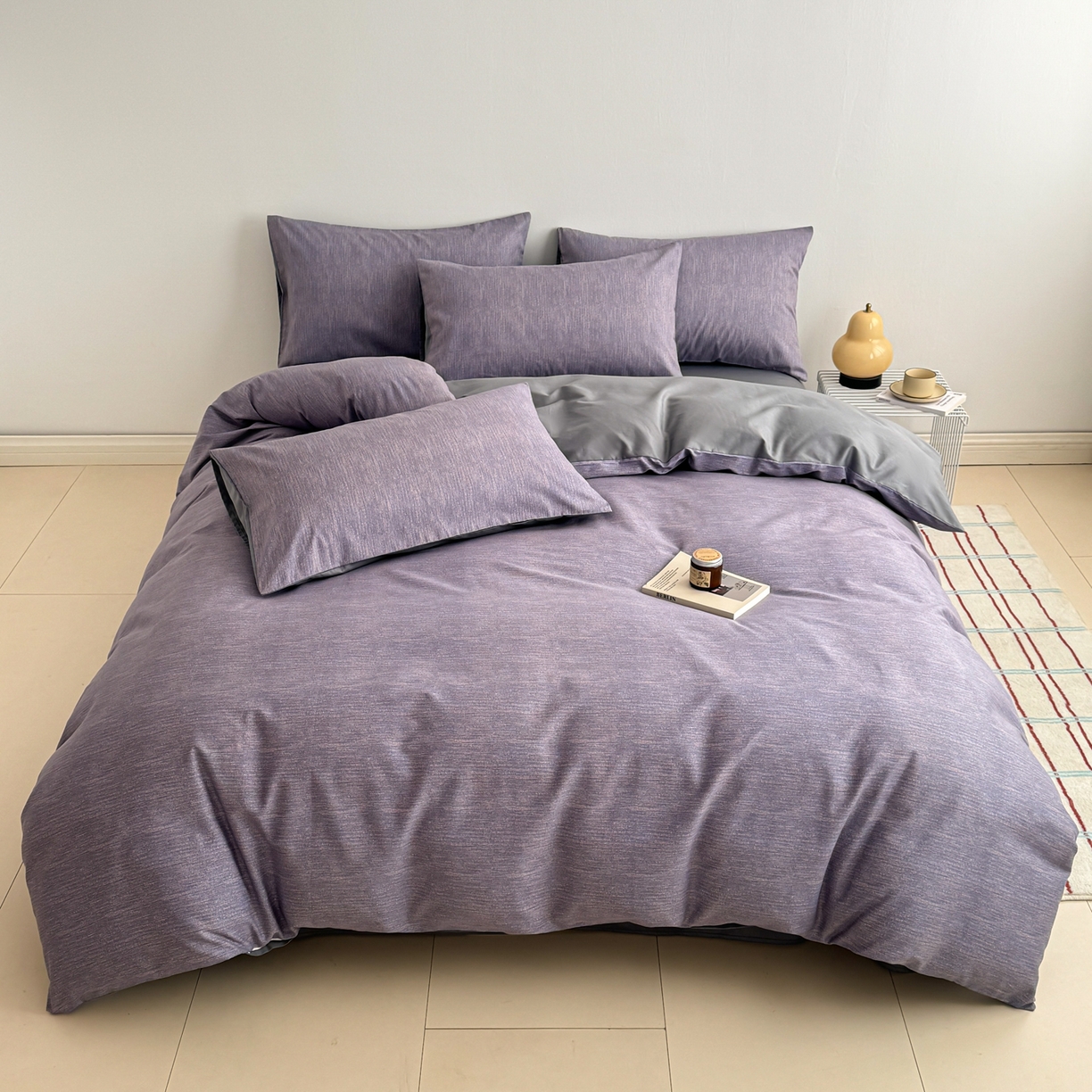 91家纺网 家纺一手货源 找家纺 简宜家居（朝初家纺） 2026新款12868全棉简约纯棉四件套 圣托里尼