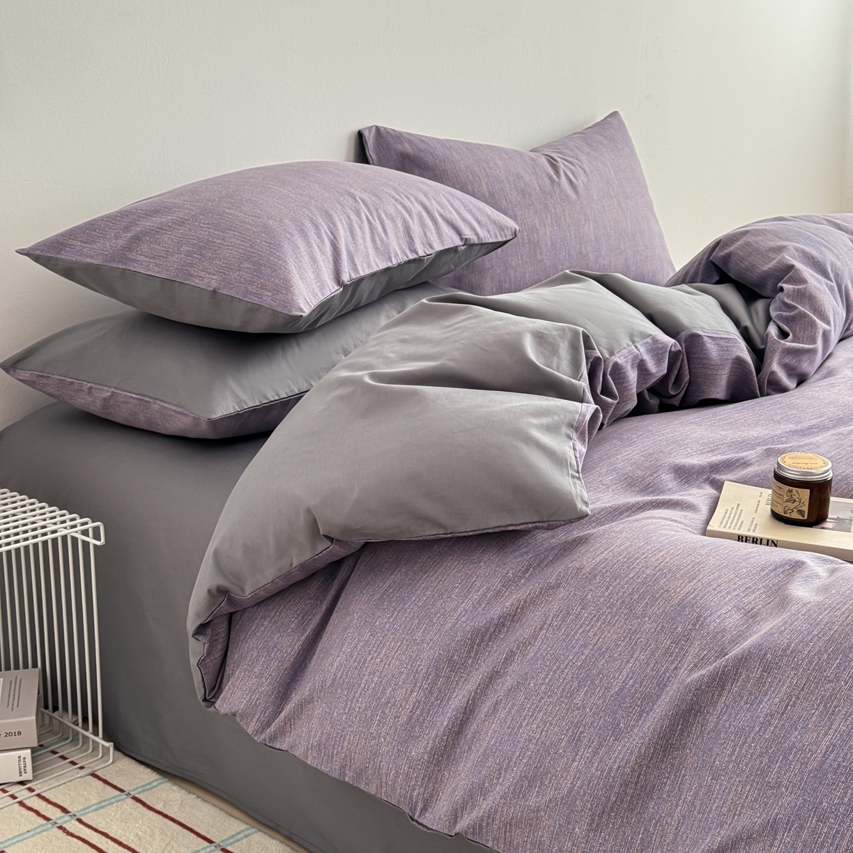 91家纺网 家纺一手货源 找家纺 简宜家居（朝初家纺） 2026新款12868全棉简约纯棉四件套 圣托里尼