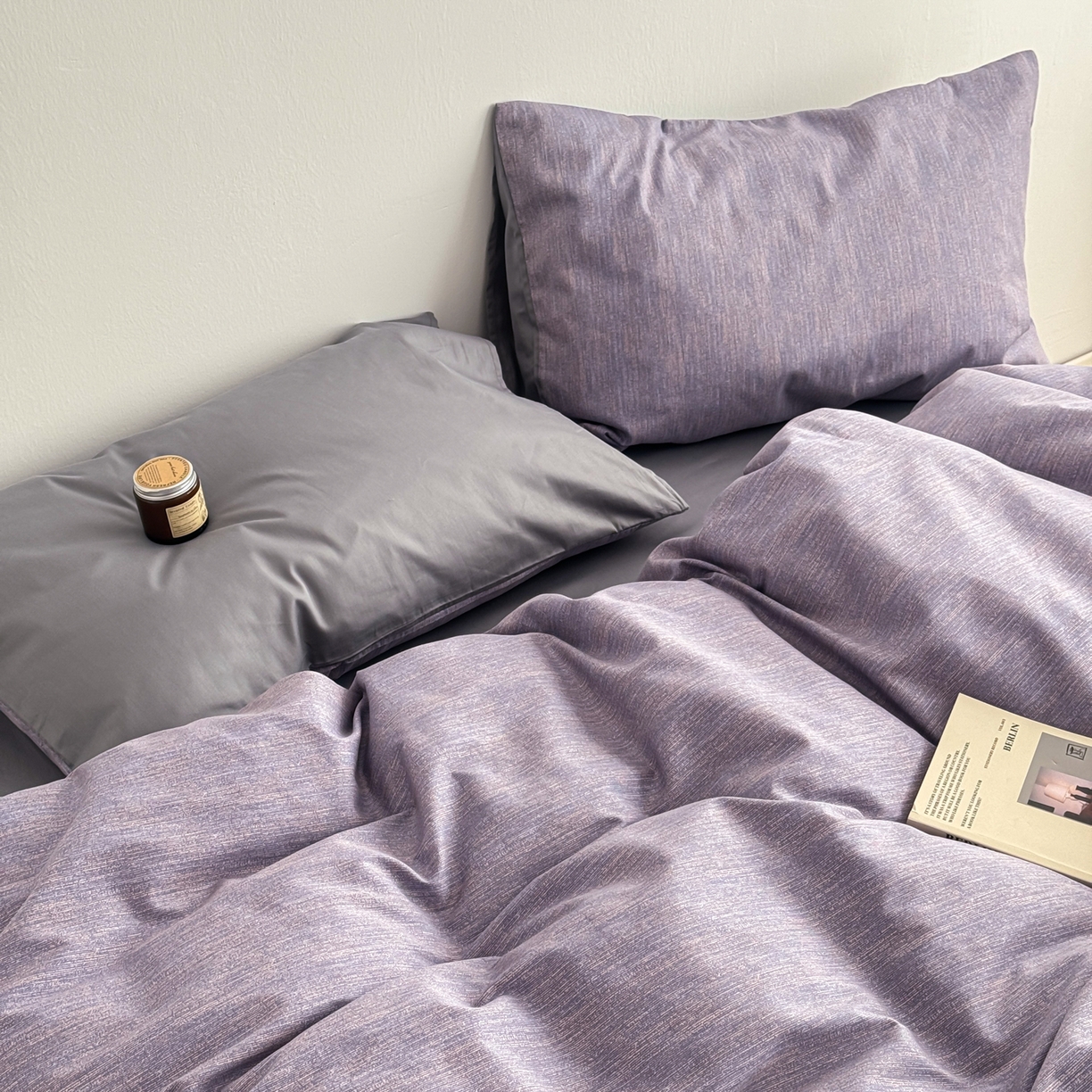 91家纺网 家纺一手货源 找家纺 简宜家居（朝初家纺） 2026新款12868全棉简约纯棉四件套 圣托里尼