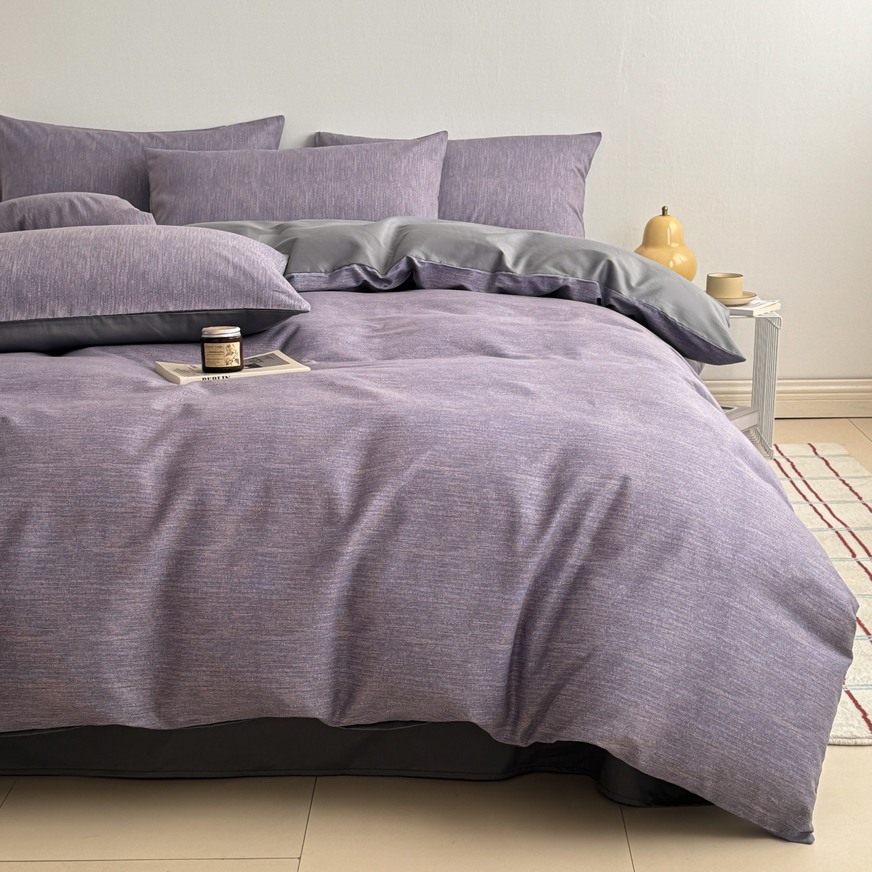 91家纺网 家纺一手货源 找家纺 简宜家居（朝初家纺） 2026新款12868全棉简约纯棉四件套 圣托里尼