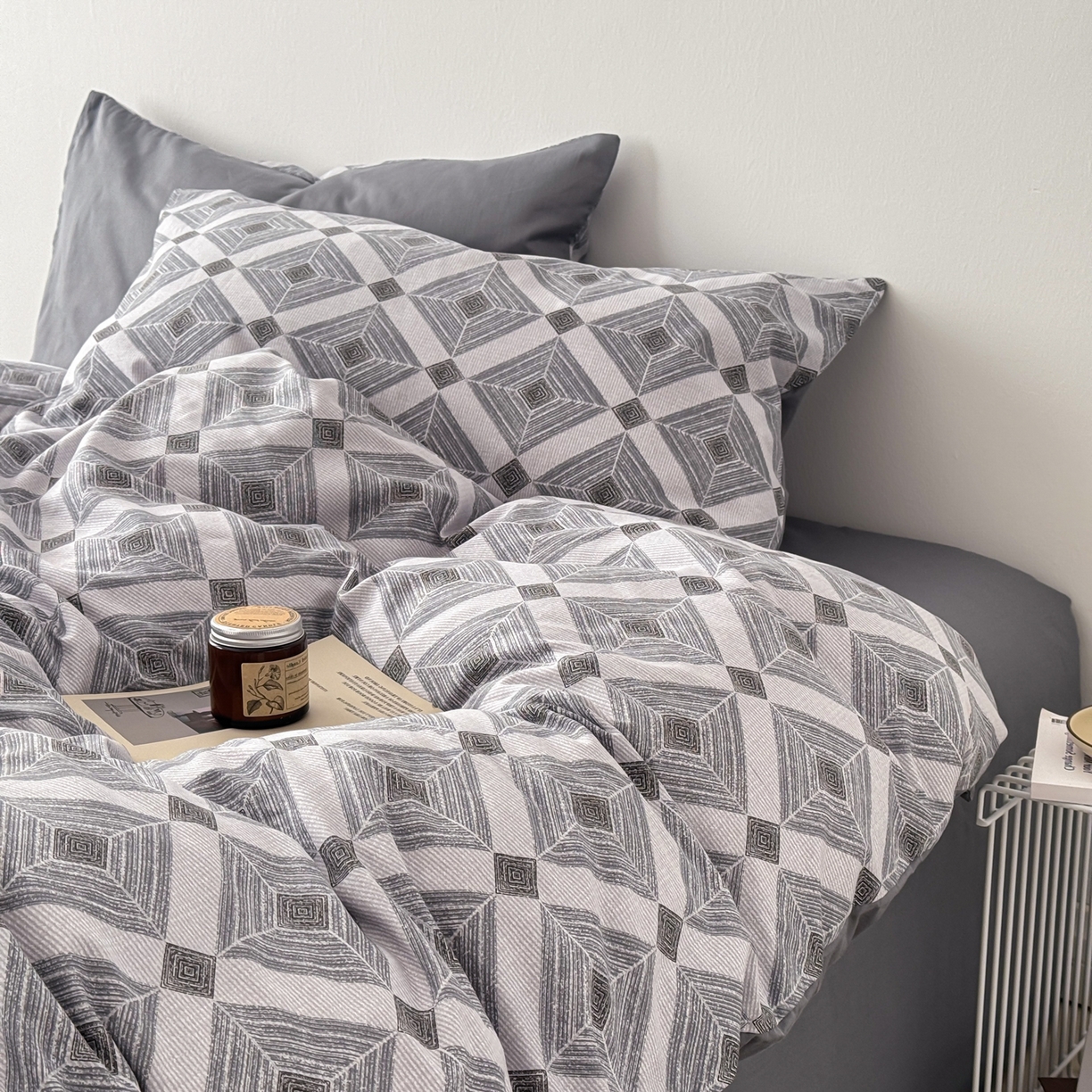 简宜家居（朝初家纺） 2026新款12868全棉简约纯棉四件套 菱序