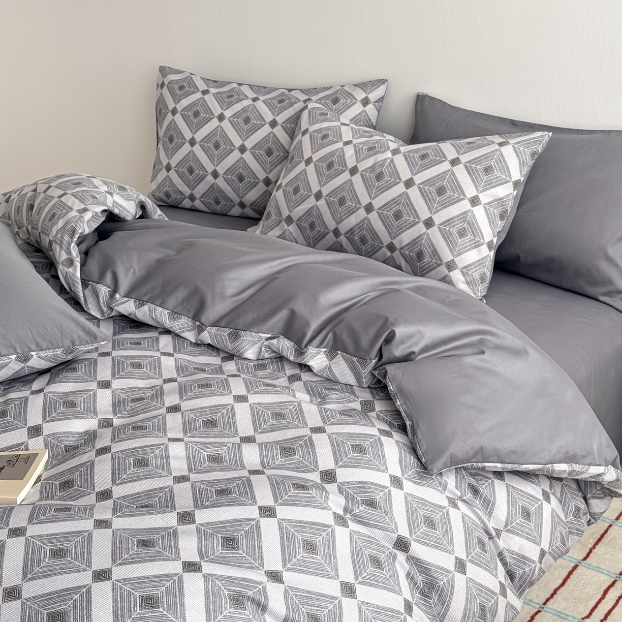 91家纺网 家纺一手货源 找家纺 简宜家居（朝初家纺） 2026新款12868全棉简约纯棉四件套 菱序