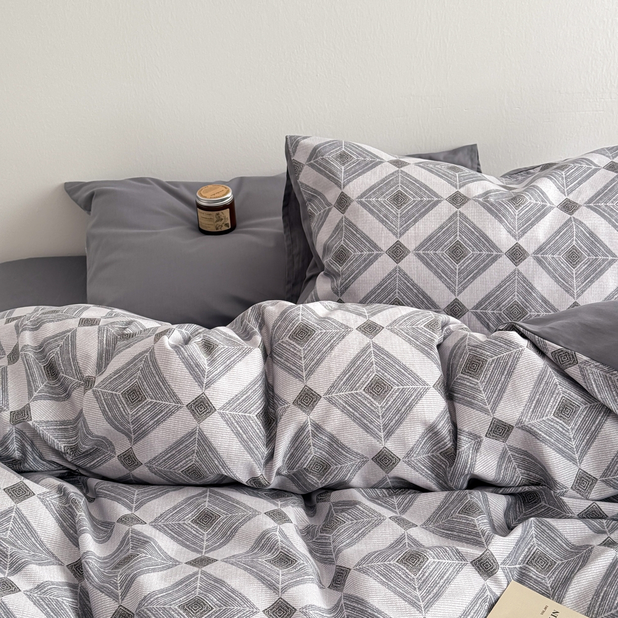 91家纺网 家纺一手货源 找家纺 简宜家居（朝初家纺） 2026新款12868全棉简约纯棉四件套 菱序