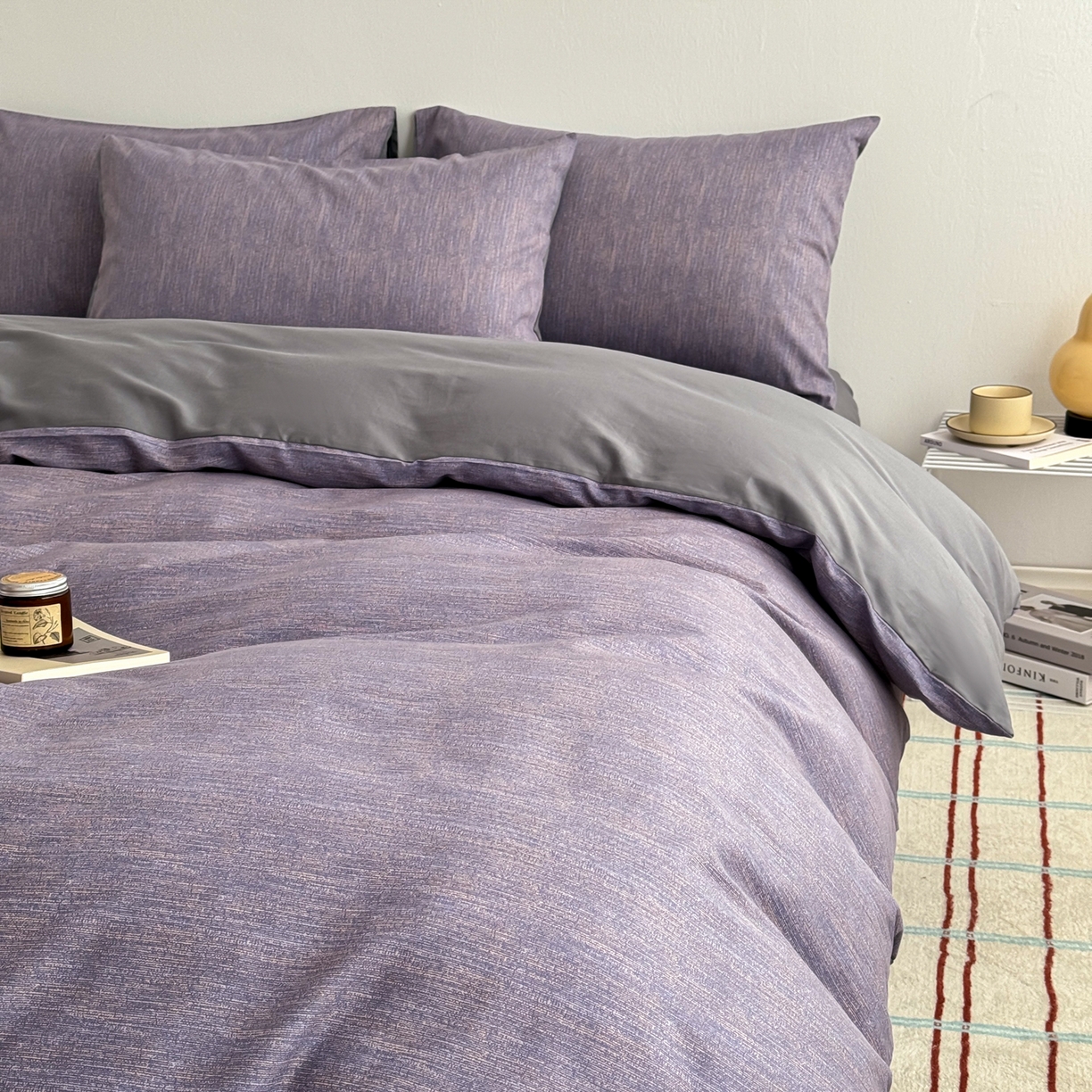 91家纺网 家纺一手货源 找家纺 简宜家居（朝初家纺） 2026新款12868全棉简约纯棉四件套 圣托里尼