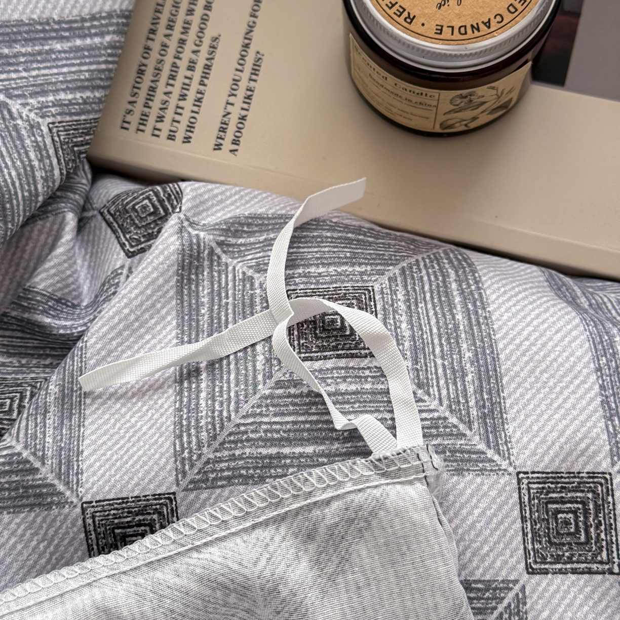 91家纺网 家纺一手货源 找家纺 简宜家居（朝初家纺） 2026新款12868全棉简约纯棉四件套 菱序