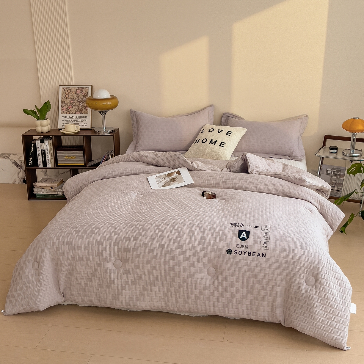 91家纺网 家纺一手货源 找家纺 好尚居 2026新款烫画华夫格冬被 纯色款☀浅灰