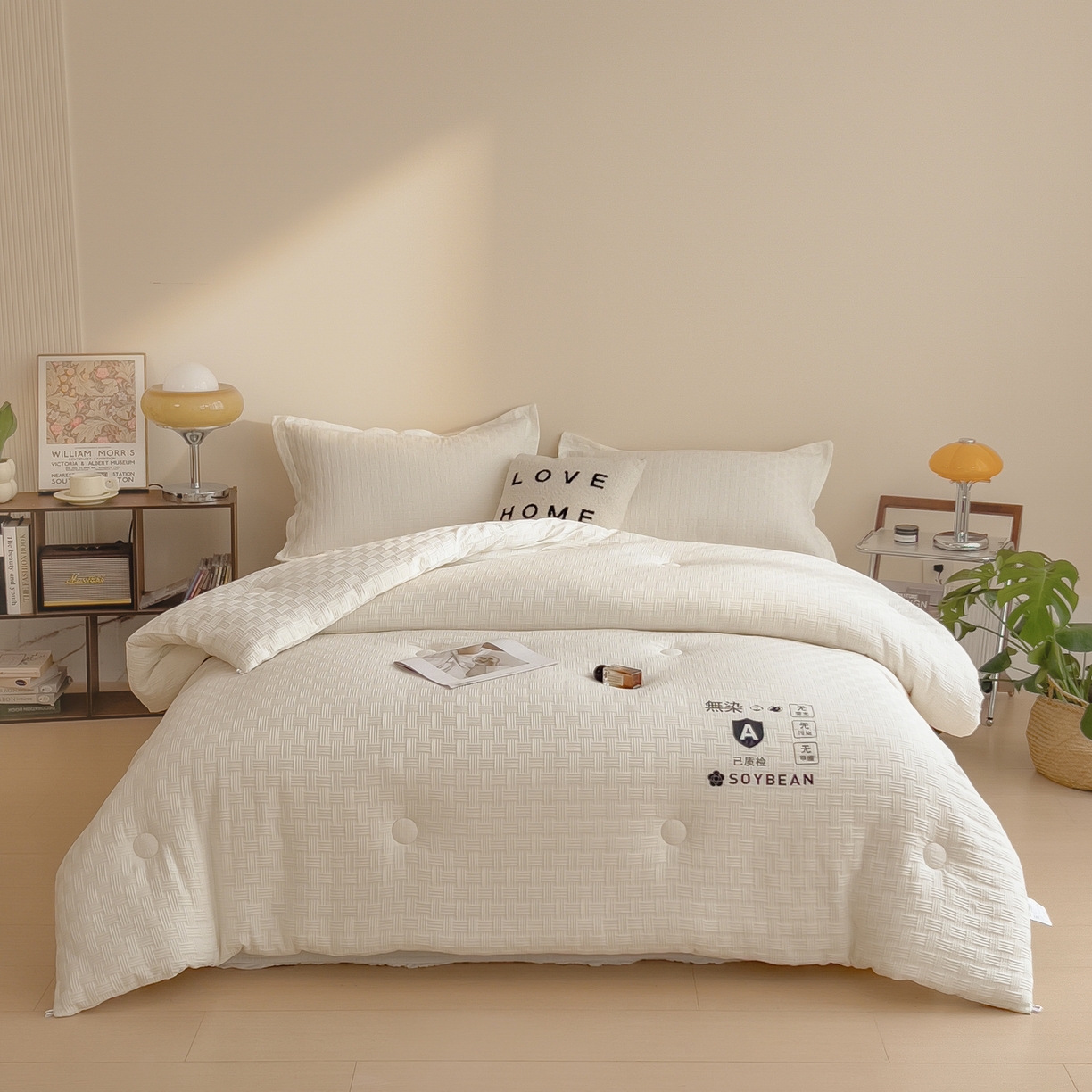 91家纺网 家纺一手货源 找家纺 好尚居 2026新款烫画华夫格冬被 纯色款☀珍珠白