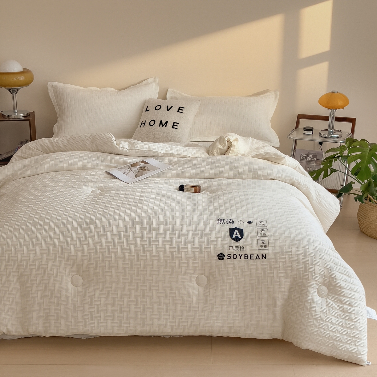 91家纺网 家纺一手货源 找家纺 好尚居 2026新款烫画华夫格冬被 纯色款☀珍珠白